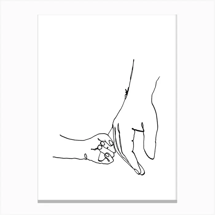 Line Art Baby Hands Canvas Print by Mantika Studio