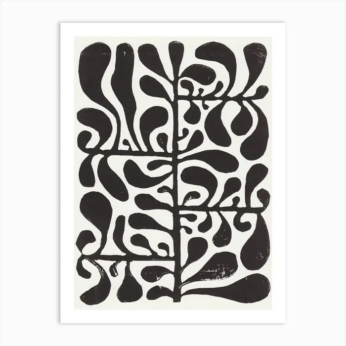 Linocut Plant 1 / Black & White Art Print by Alisa Galitsyna