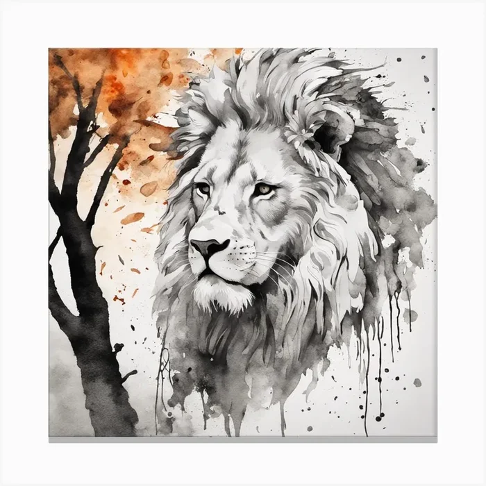 Lion In Watercolor Canvas PrintM by marwan