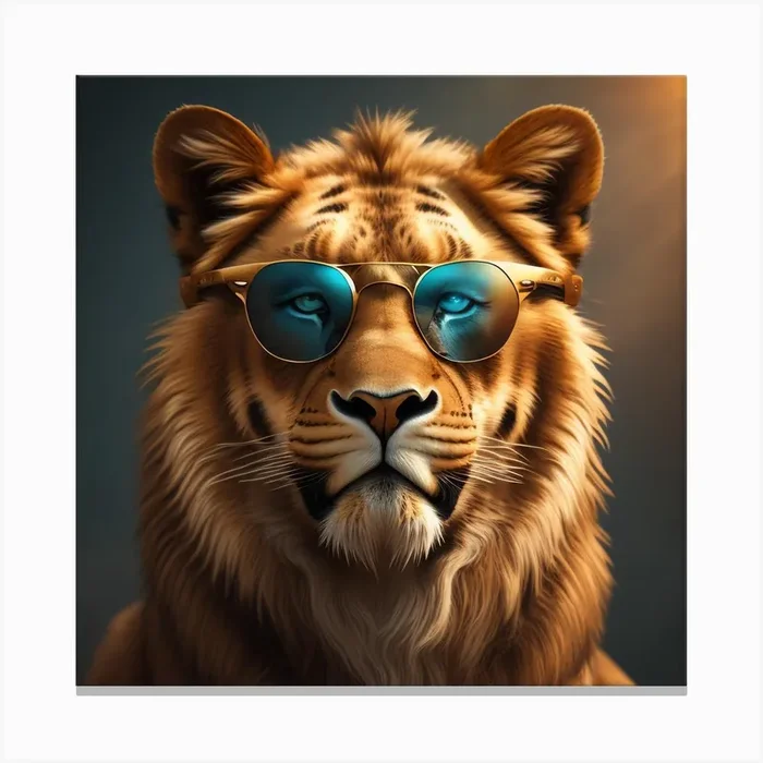 Lion With Sunglasses Canvas Print by Linsey