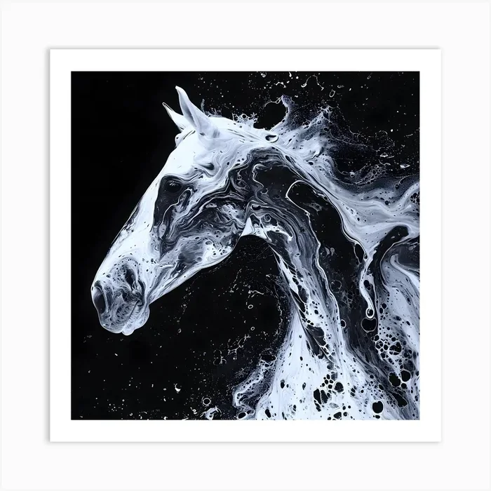 Liquid Horse Abstract Portrait 1 Art Print by Lozzerly