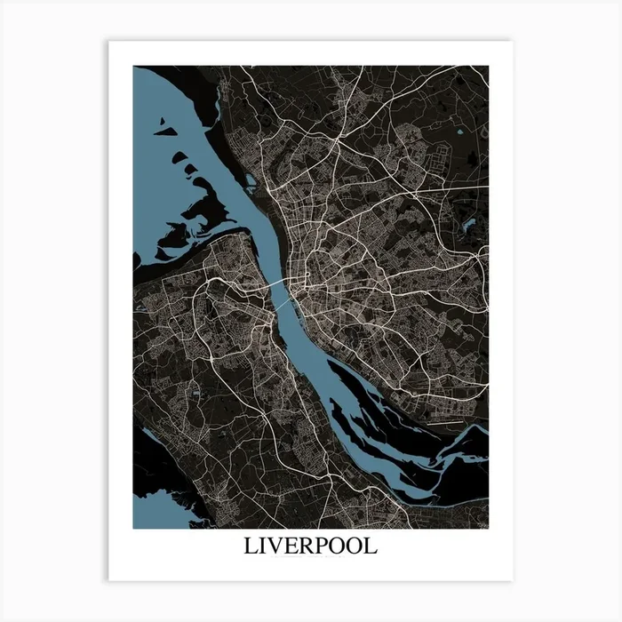 Liverpool Black Blue Art Print by Mapply