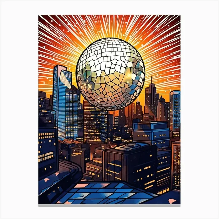 London Downtown Giant Disco Ball 1 Canvas Print by Disco Fever