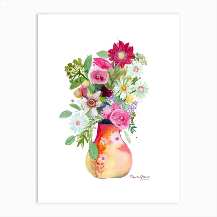 Loose Florals In Vase Art Print by Daniela Glassop