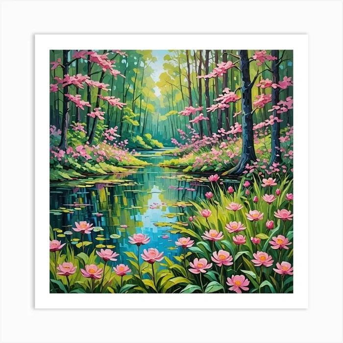 Lotus Pond Art PrintDP by Delphinnia Prints