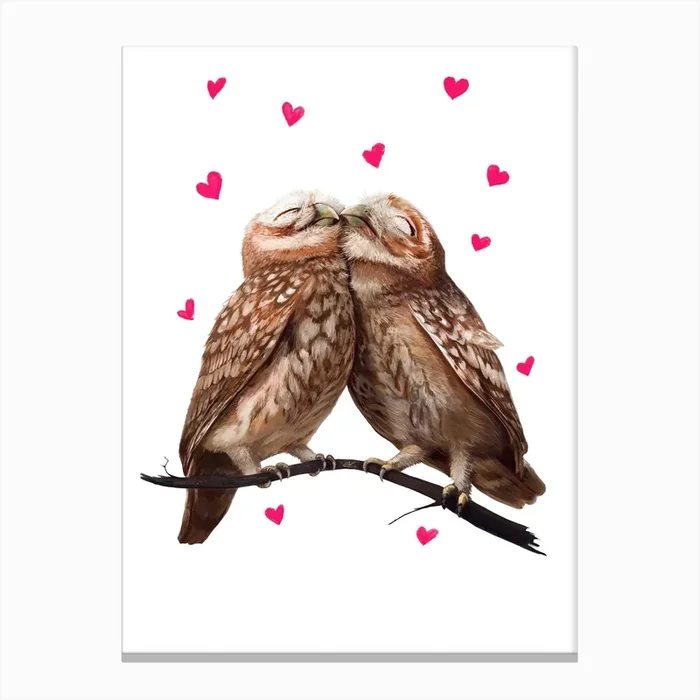 Lovely Owls Canvas Print by Valeriya Korenkova