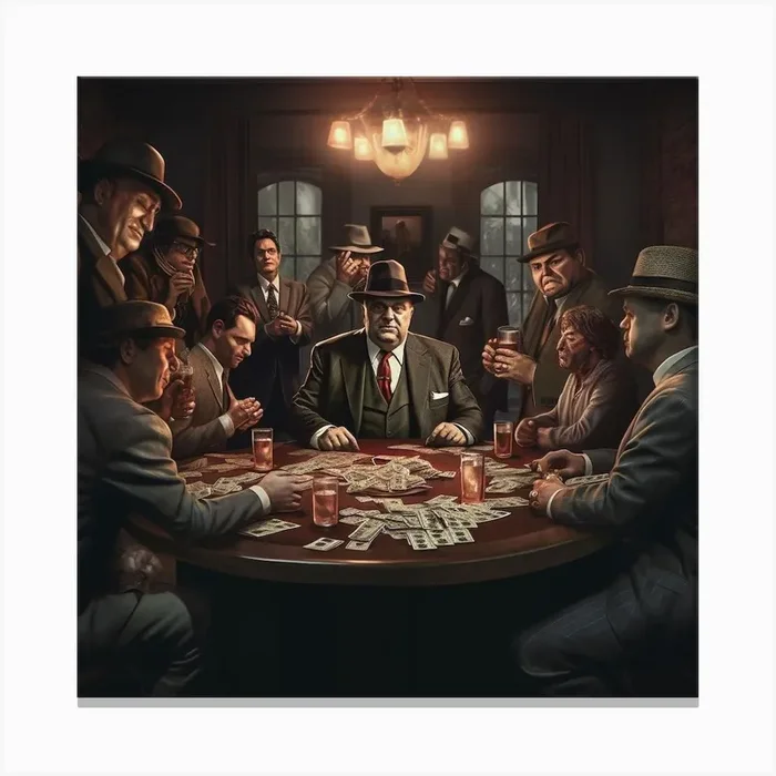 Mafia Boss, Money, Table Canvas PrintHS by Hani Said