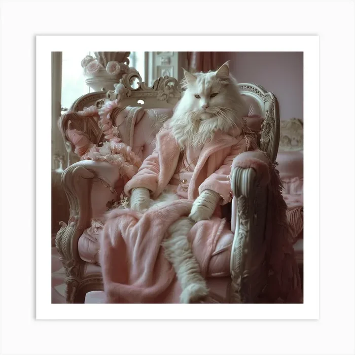 Maincoon Cat In Pink Art Print by Maxoperandi