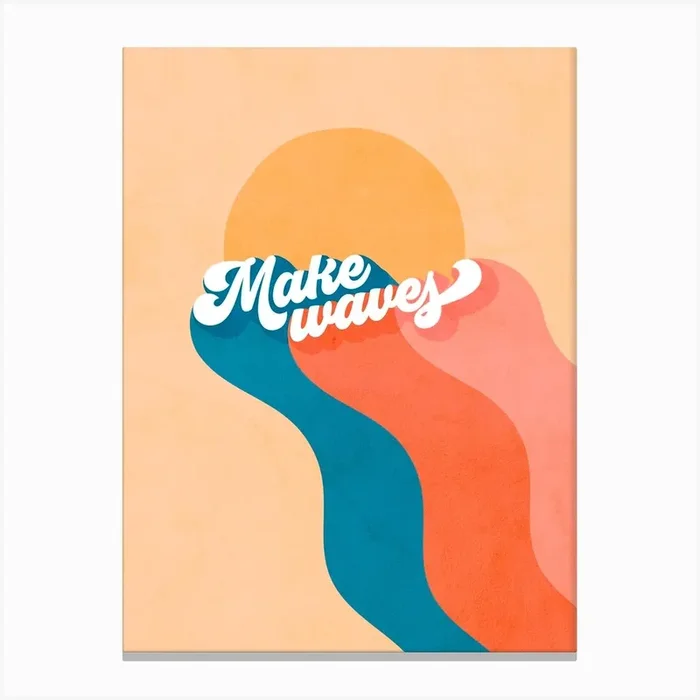 Make Waves Retro Rainbow Canvas Print by Dominique Vari