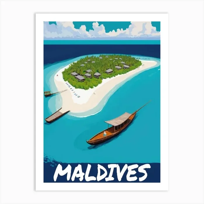 Maldives Travel Poster wall art print Art Print by ARTISTICALLY