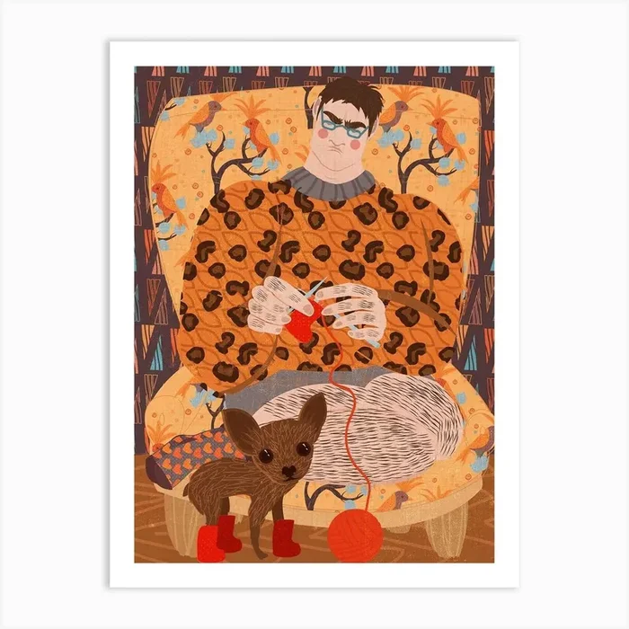 Man And His Dog Art Print by lIDIA TOMASHEVSKAYA