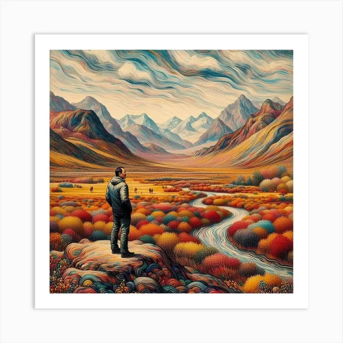 Man Looking At A River Art PrintF by Ferhan