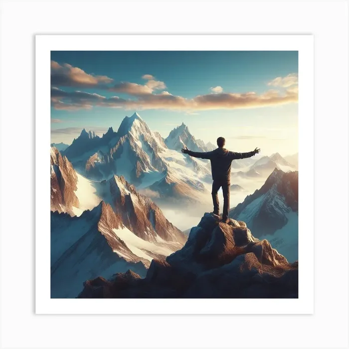 Man on top Art Print by Czech mountains artist