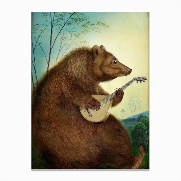Mandolin Bear Canvas Print by Catrin Welz-Stein