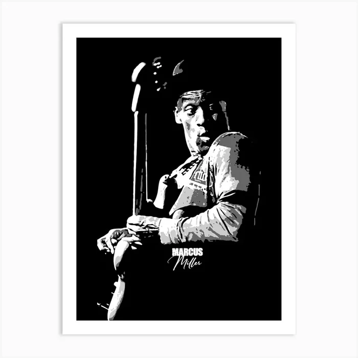 Marcus Miller American Music Legend in Grayscale Art Art PrintAB by Andika Bahtiar