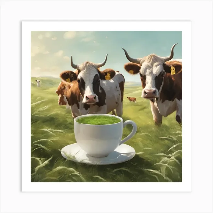 Matcha Cows Art PrintAZ by Abdo z