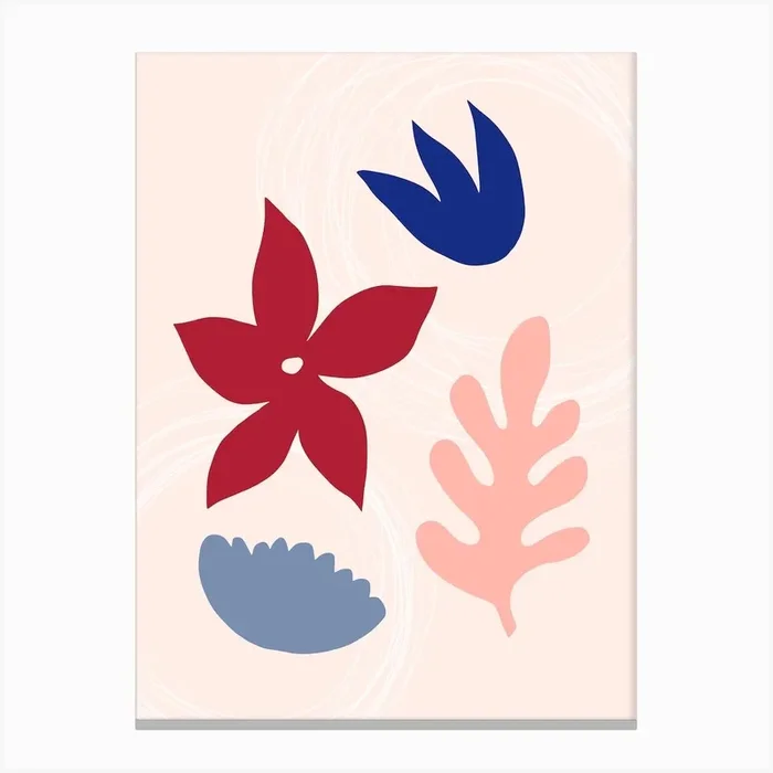 Matisse Floral Shapes Cutout Canvas Print by Kim Hubball Studio