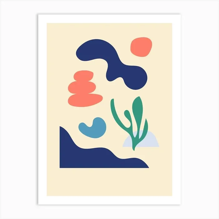 Matisse Shapes Abstract Scene Art Print by Kim Hubball Studio