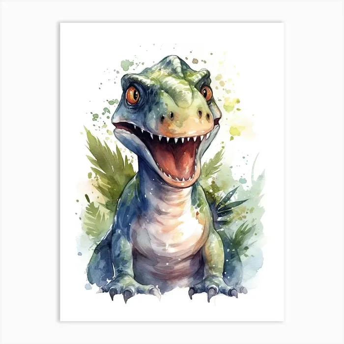 Megalosaurus Cute Dinosaur Watercolour 2 Art Print by Dino Dreams Art