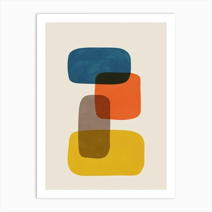 Mid Century Colorful Abstract 3 Art Print by Emc Design Lab