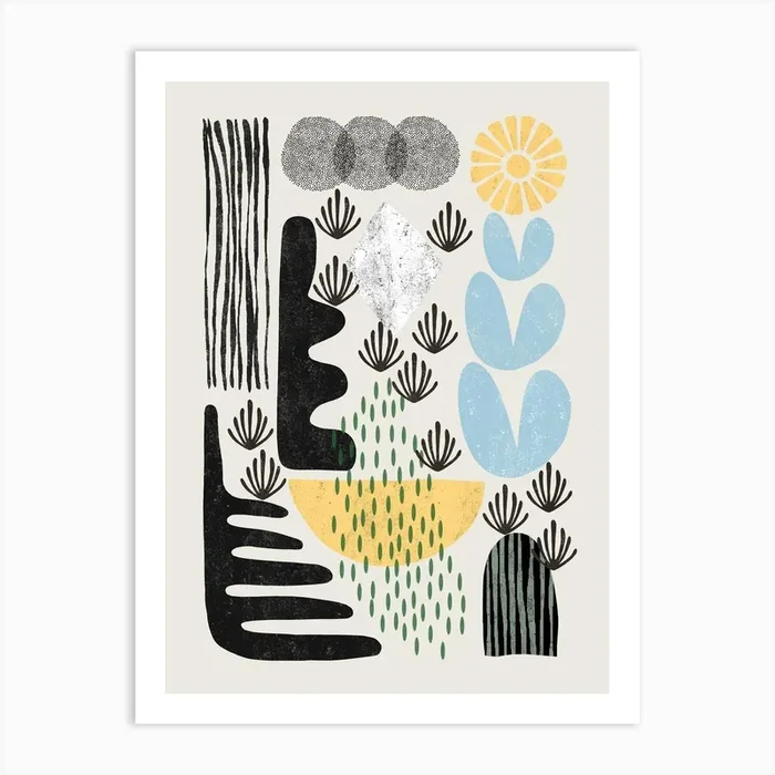 mid Century Modern Shapes II Art PrintC& by Cats & Dotz