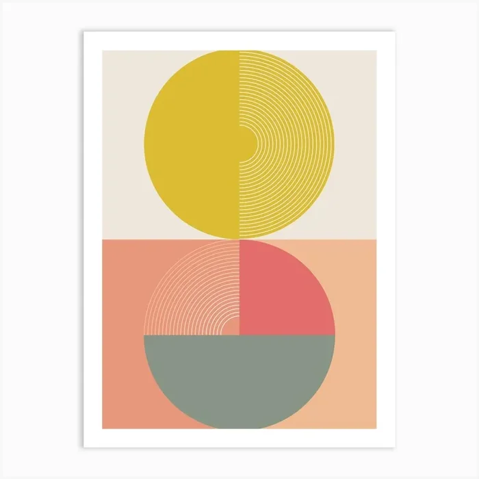 Mid Mod Geometry Abstract 2/2 – Peach Fuzz Art Print by Dominique Vari