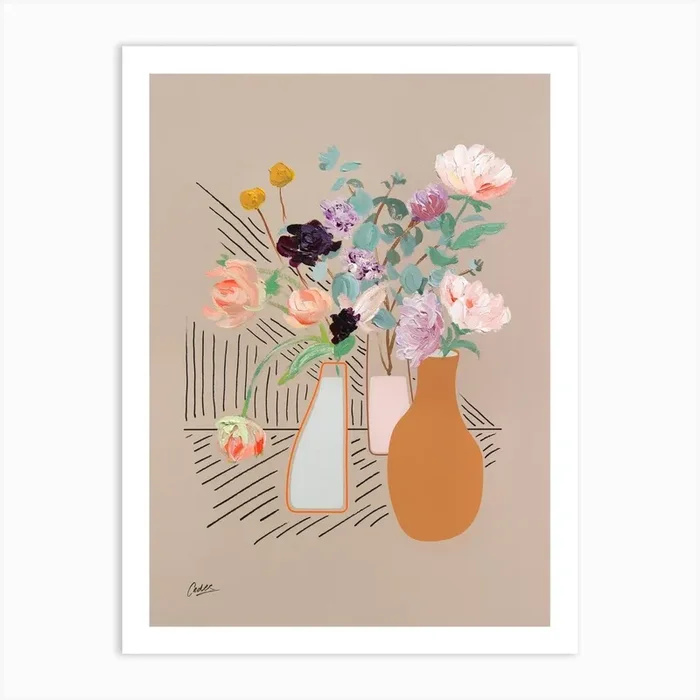 Mila Playful Flowers Art Print by Ceder Art