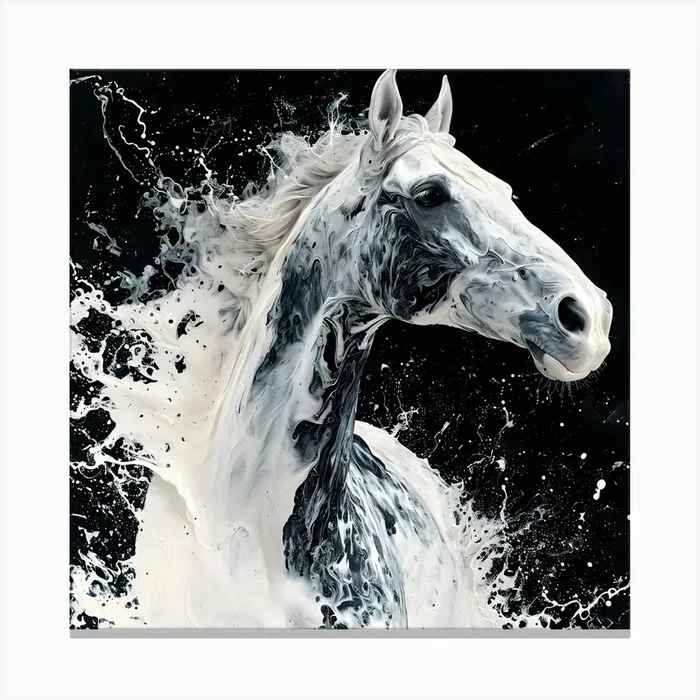 Milky White Paint Horse Canvas Print by Lozzerly