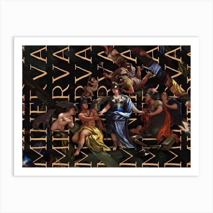 Minerva As Protectress Of The Arts And Sciences by Luca Giordano Revised Art Print by BROKENLOGO