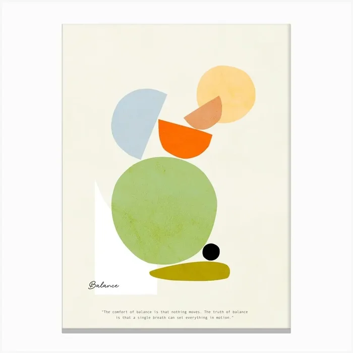 Minimal Balance in Colour – Organic Mid-Mod Geometry (1/2) Canvas Print by Dominique Vari