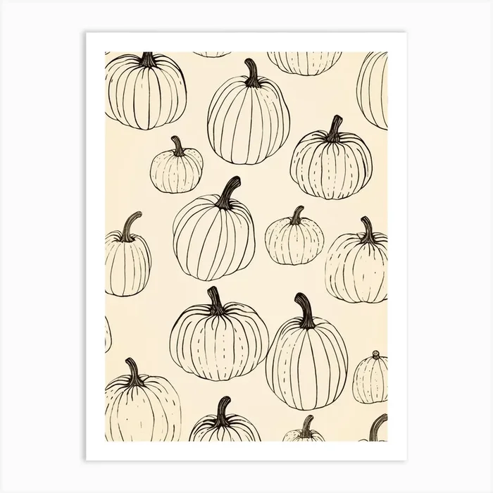 Minimal Pumpkin Pattern 2 Art Print by Autumn Aura Prints
