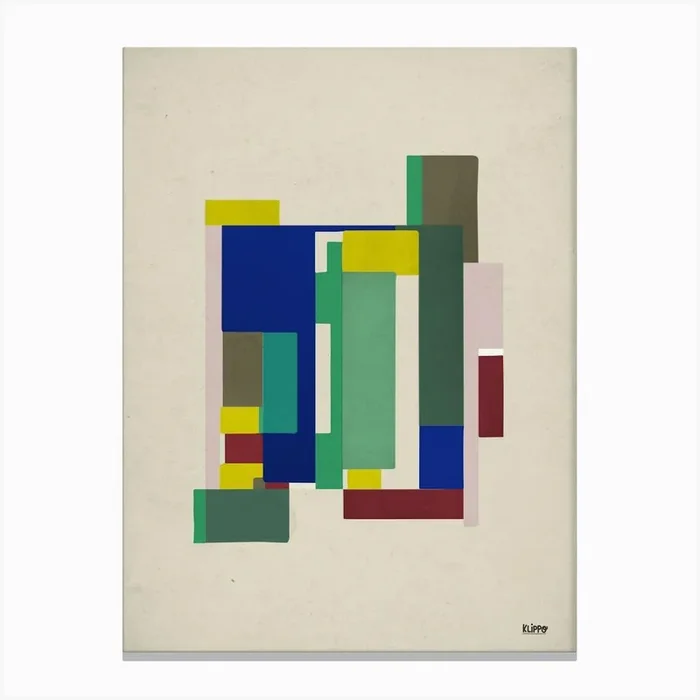 Minimal, Suprematism, Abstract Forms – Green Canvas Print by Klipposter