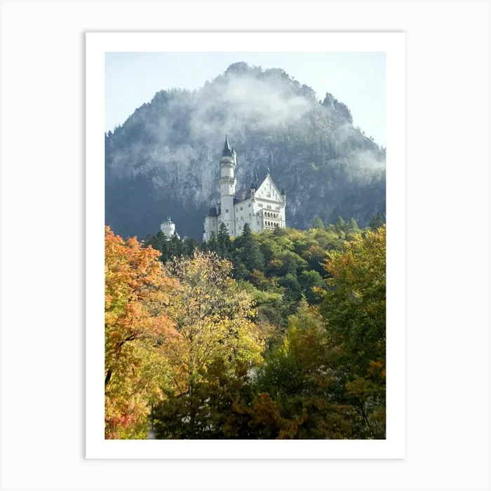 Misty Magical Castle Neuschwanstein Art PrintM by Mitsy
