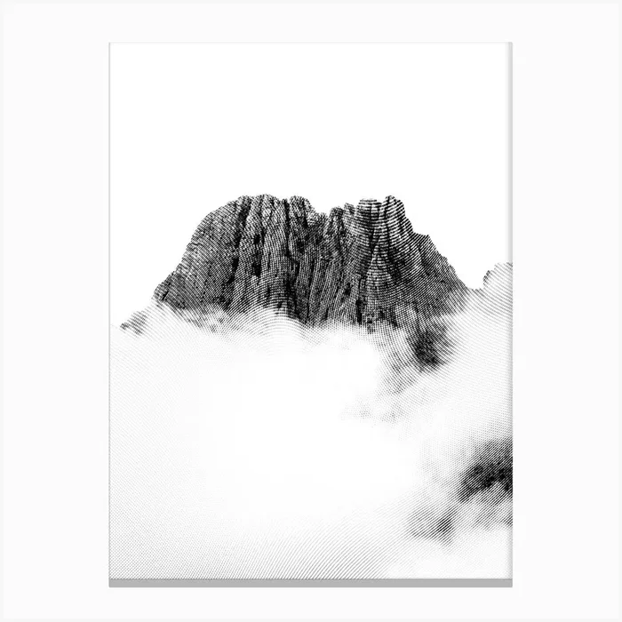 Misty Mountain Top Black And White Boho Minimalist Art Print Canvas Print by Andreas Danner Creative