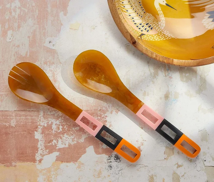 Modern Pop Color Blocked Resin Salad Servers