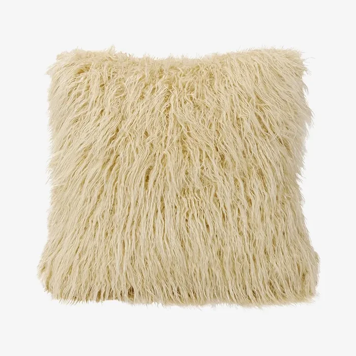 Mongolian Faux Fur Sham – Cream by HiEnd Accents