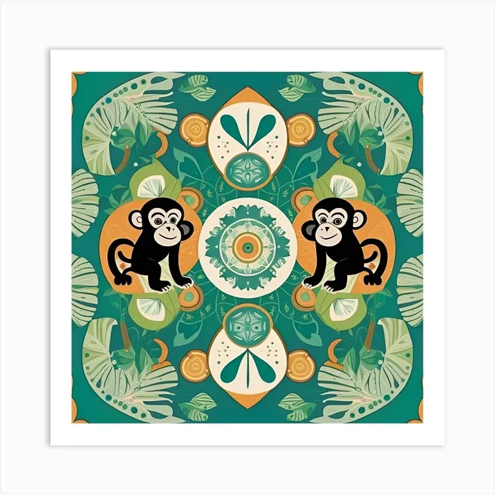 Monkeys In The Jungle 1 Art PrintDD by Diggit Designs
