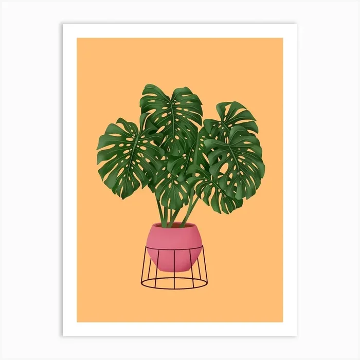 Monstera Deliciosa On Yellow Art Print by Gush Art Studio