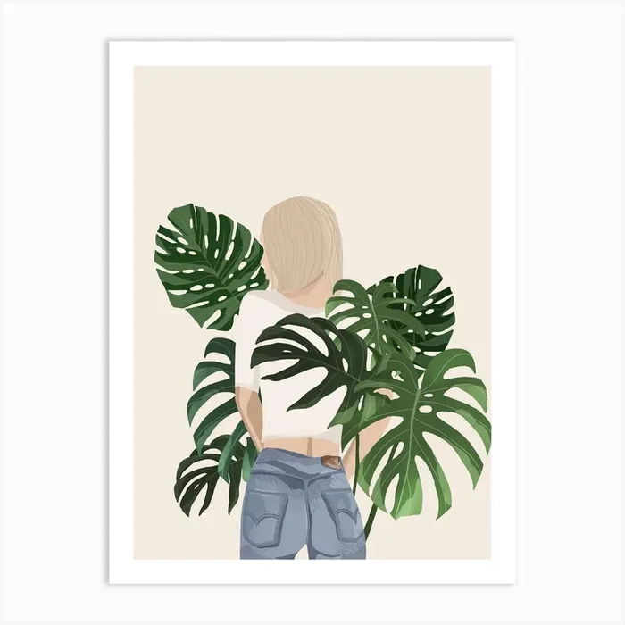 Monstera Girl Art Print by Gush Art Studio