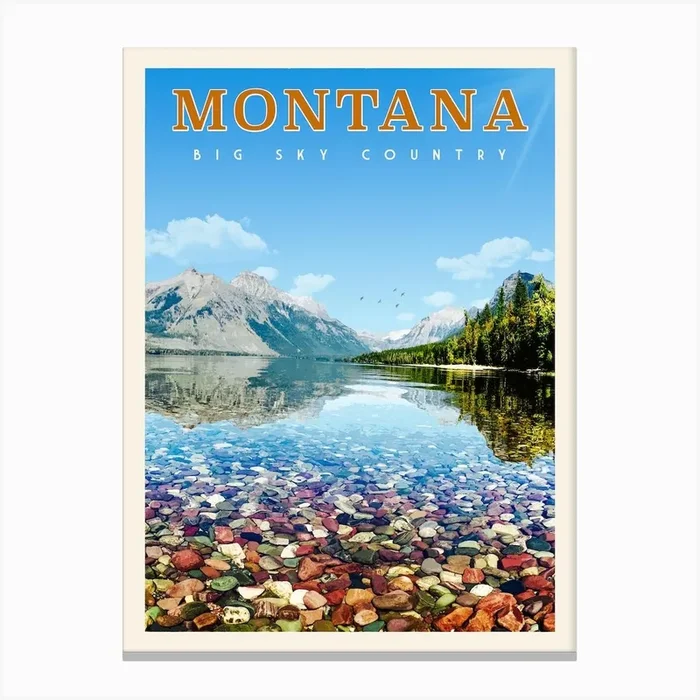 Montana Travel Poster Canvas Print by Vintaprints