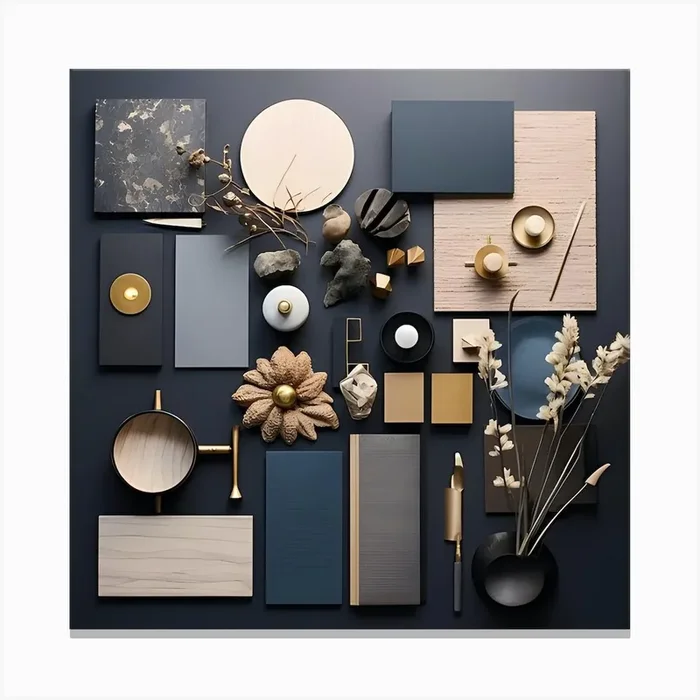 mood board contemporary style interior design Canvas Print by Baroness77