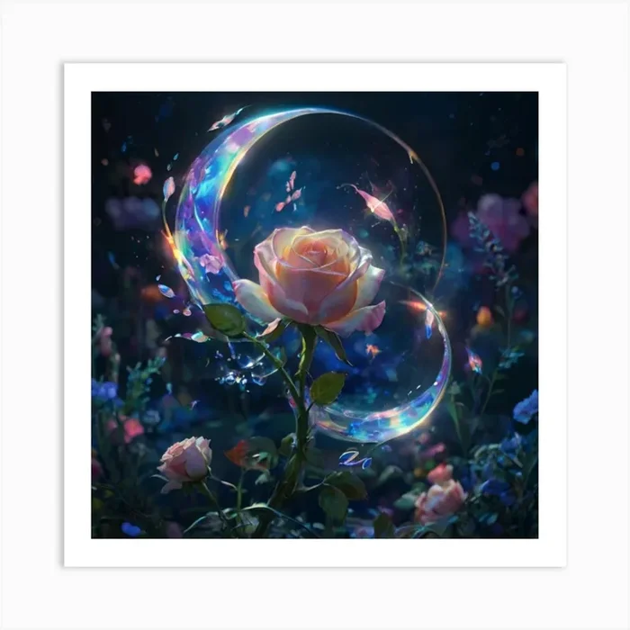 Moon And Roses Art Print by almasa