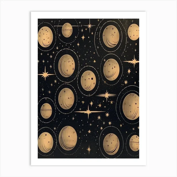 Moon And Stars Hanging Celestial 4 Art Print by Celestial Odyssey