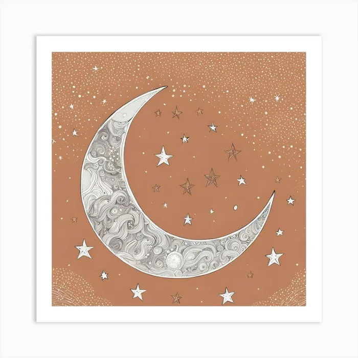 Moon and Stars Print Art Art Print by Laurinha