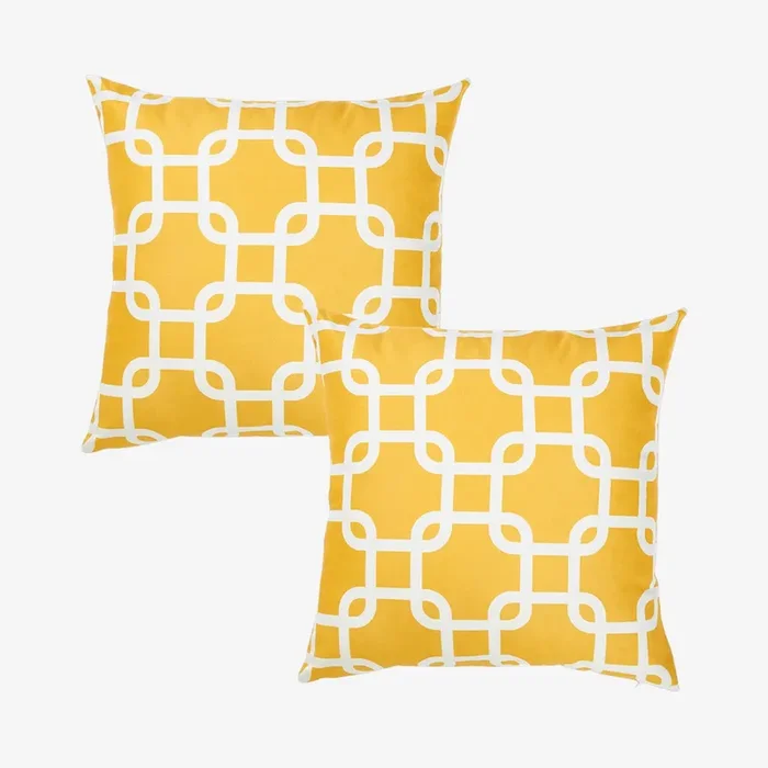 Nautica Lattice Square Throw Pillow Covers – Yellow – Set of 2 by MIKE & Co. New York