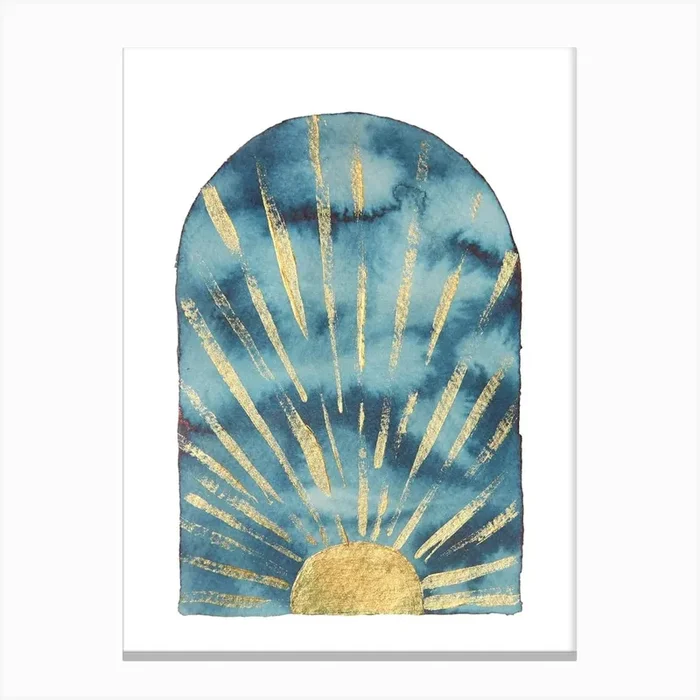 Navy blue and gold Sunrise Canvas Print by Whale’s Way