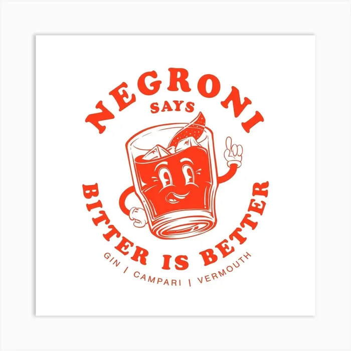 Negroni Retro Square Art Print by Barrie Jones