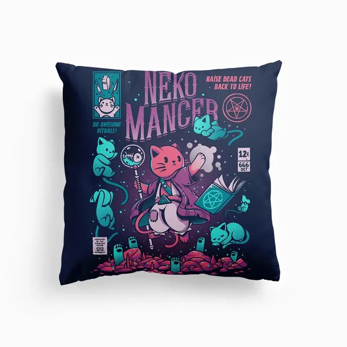 Nekomancer Canvas Cushion by ilustrata