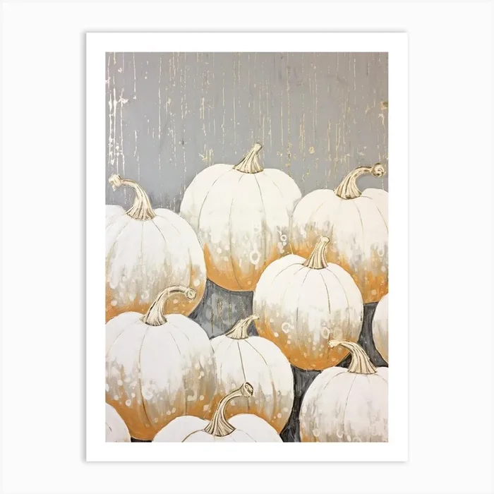 Neutral Pumpkin Painting 4 Art Print by Autumn Aura Prints