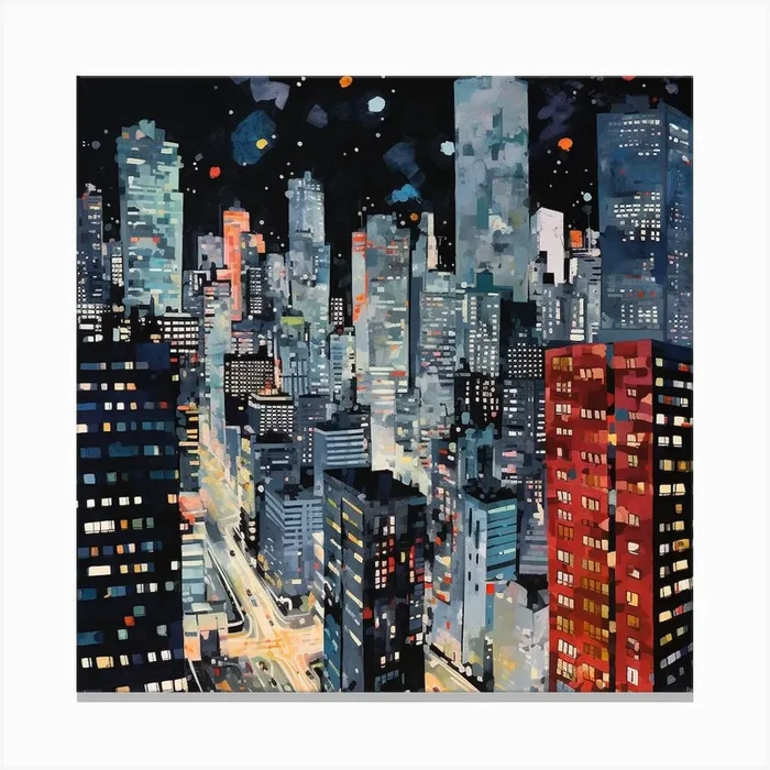 New York City At Night Canvas PrintMF by Mechelle Flowers